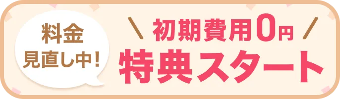 料金見直し中!初期費用0円特典スタート